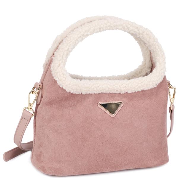 SMOOTH FUR DESIGN HANDLE CROSSBODY BAG