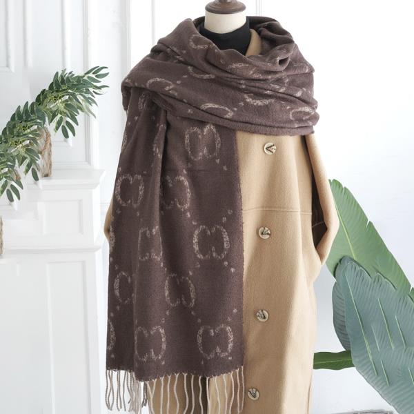 MONOGRAM PATTERN FRINGE OBLONG SCARF
