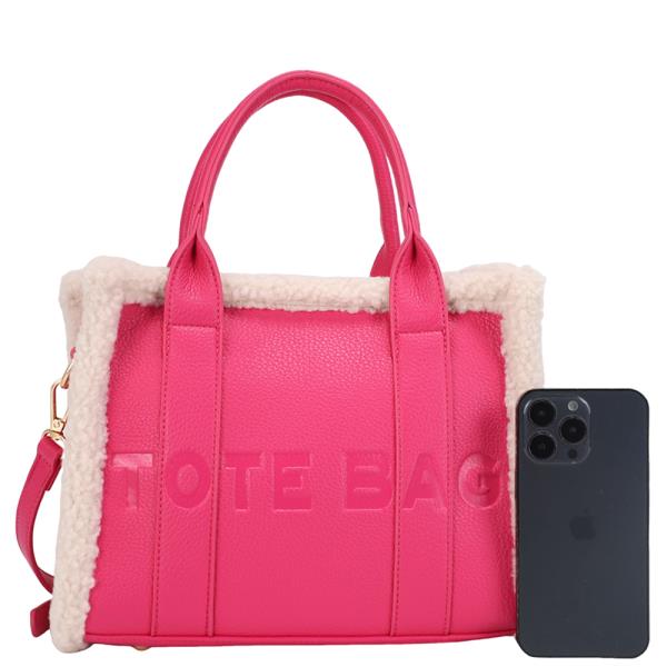 2IN1 FUR DESIGN TEXTURE TOTE BAG W WALLET SET