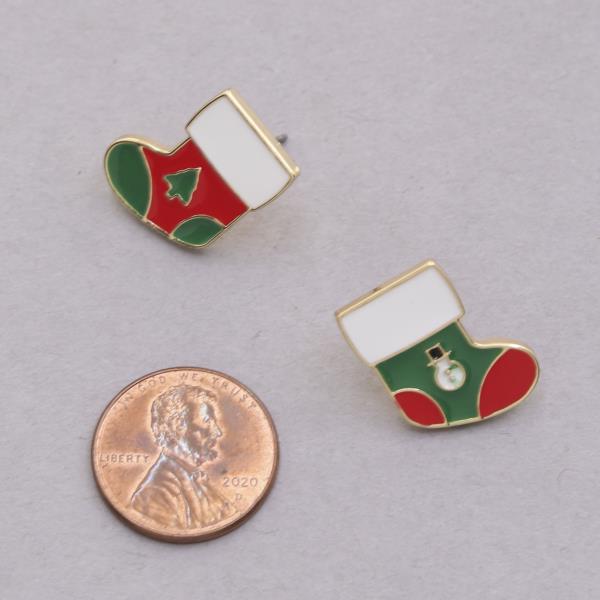 CHRISTMAS STOCKING STUD EARRING