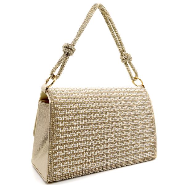 RHINESTONE MINI PEARL STUD HANDLE EVENING BAG