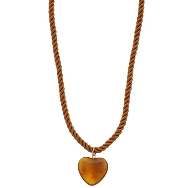 ACETATE HEART PENDANT ROPE NECKLACE