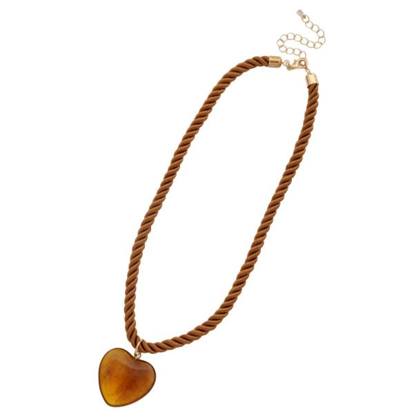 ACETATE HEART PENDANT ROPE NECKLACE