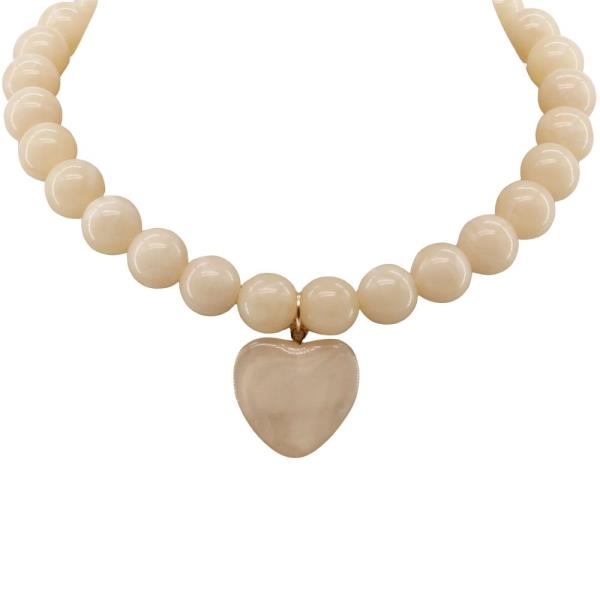 PUFFY HEART BEADED NECKLACE