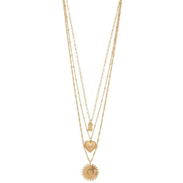 MULTI CHARM METAL LAYERED NECKLACE