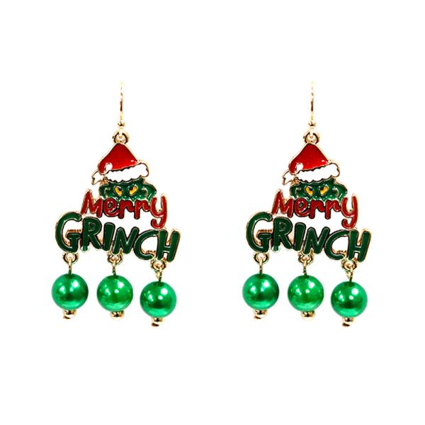MERRY GRINCH ORNAMENT DANGLE EARRING
