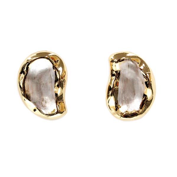 TWO TONE TEXTURED METAL ABSTRACT STUD EARRING