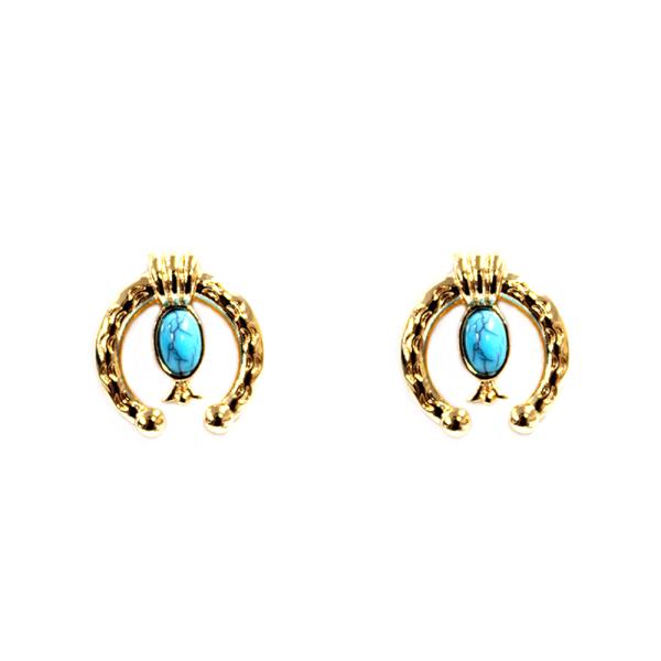 WESTERN HORSESHOE TURQUOISE STUD EARRING