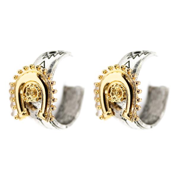 WESTERN HORSESHOE CRYSTAL HOOP EARRING