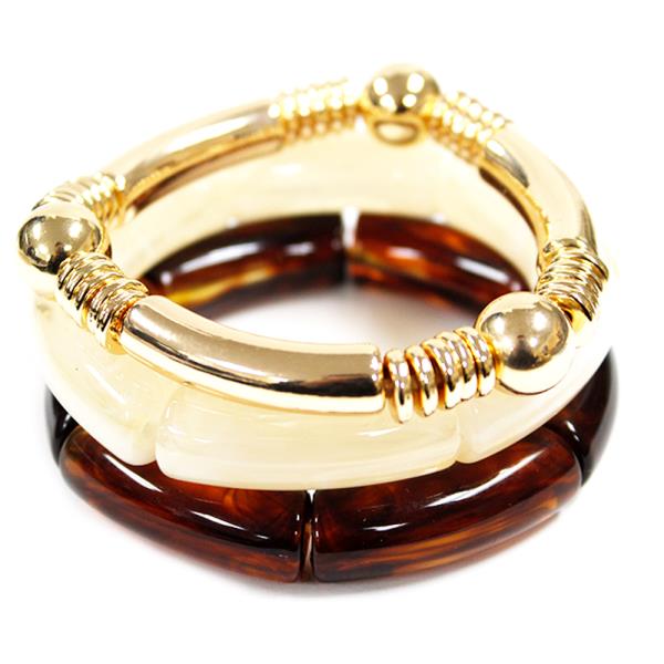 ACRYLIC METAL MIX STRETCH MULTI BRACELET SET