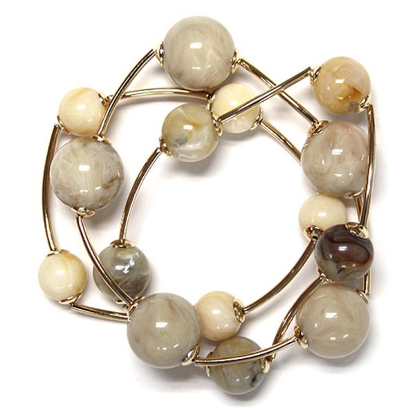 ACETATE BALL BEAD STRETCH MULTI BRACELET SET