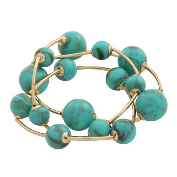 ACETATE BALL BEAD STRETCH MULTI BRACELET SET