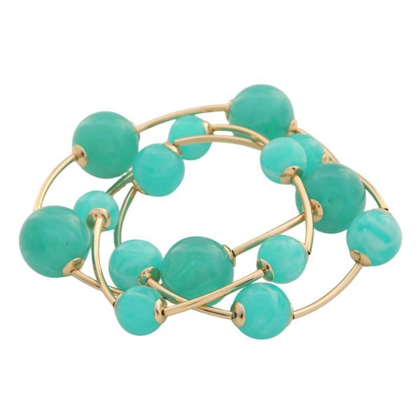 ACETATE BALL BEAD STRETCH MULTI BRACELET SET