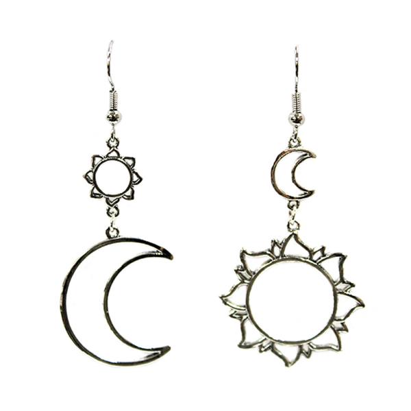 METAL SUN AND MOON DANGLE EARRING