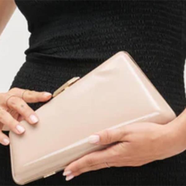 PATENT ASYMMETRICAL IRENE EVENING BAG