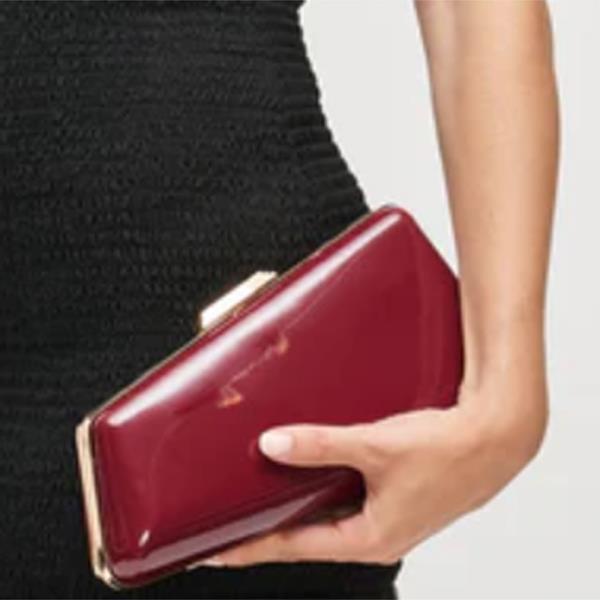 PATENT ASYMMETRICAL IRENE EVENING BAG