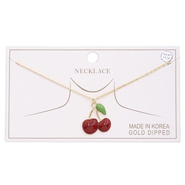 CHERRY PENDANT GOLD DIPPED NECKLACE