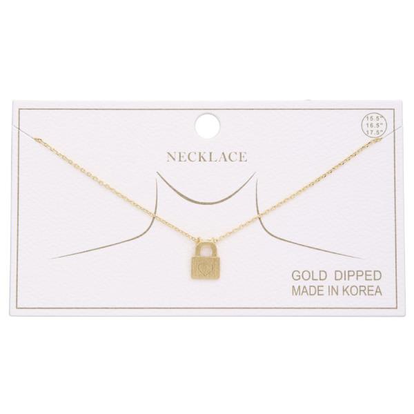 DAINTY LOCK CHARM GOLD DIPPED NECKLACE
