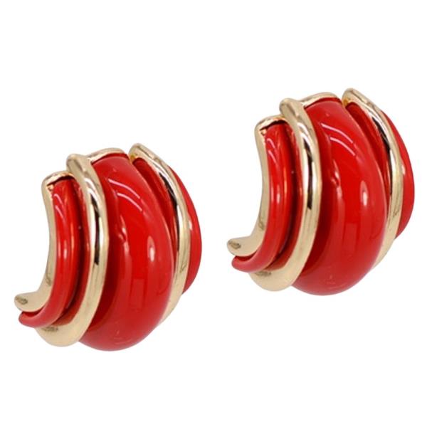 METAL RESIN HUGGIE EARRING