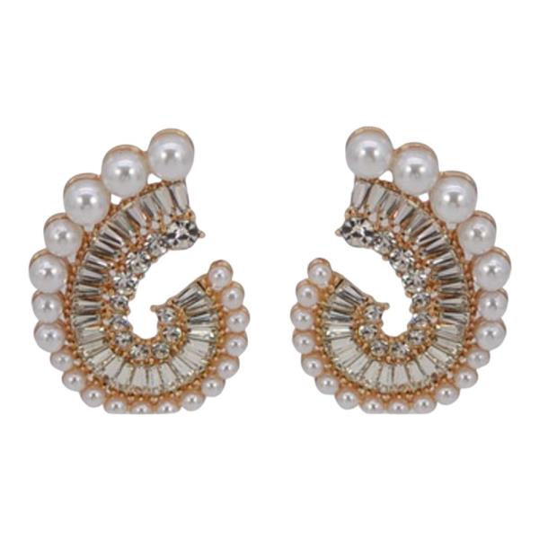 TEXTURED METAL PEARL SWIRL STUD EARRING