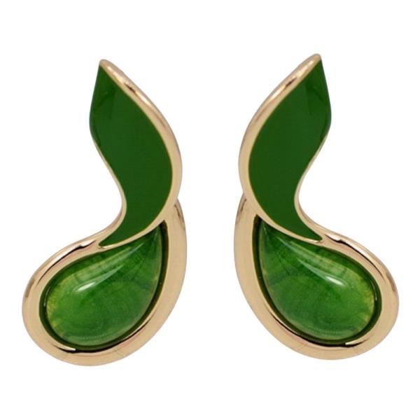 METAL ENAMEL COLOR TEARDROP STUD EARRING