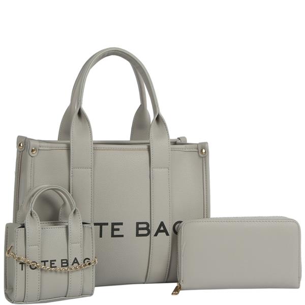 3IN1 TOTE BAG PRINTED HANDLE BAG W MATCHING MINI AND WALLET SET