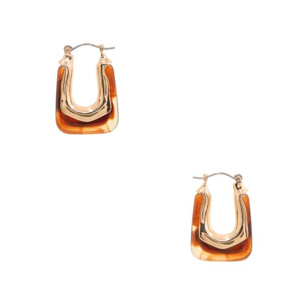 RESIN METAL RECTANGLE EARRING