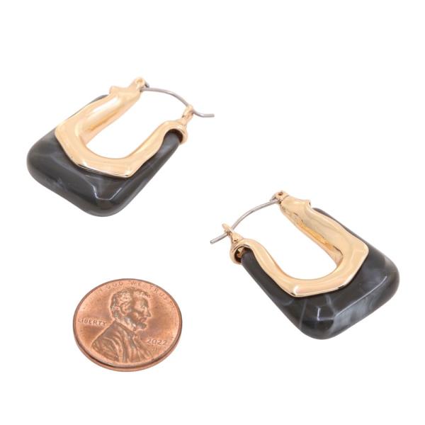 RESIN METAL RECTANGLE EARRING