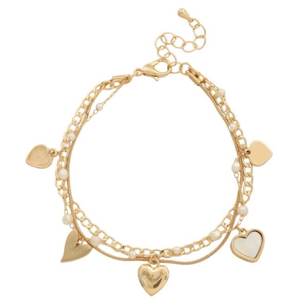 HEART CHARM LAYERED BRACELET