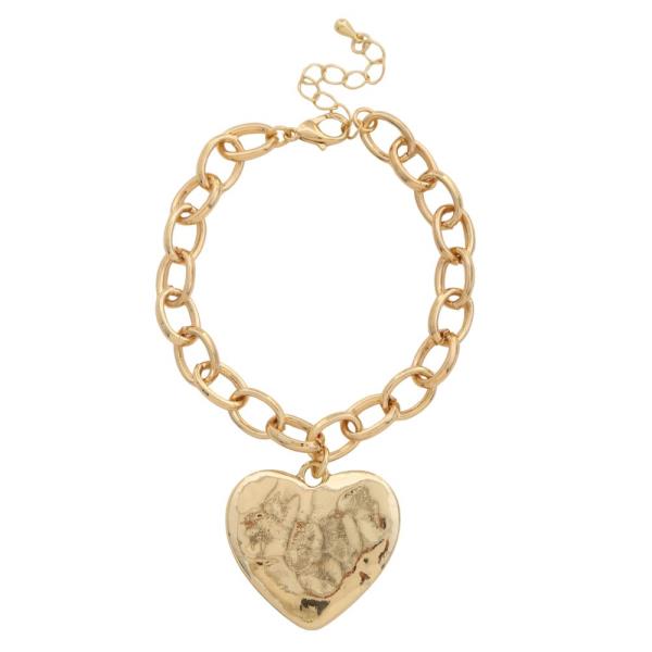 HEART OVAL LINK METAL BRACELET
