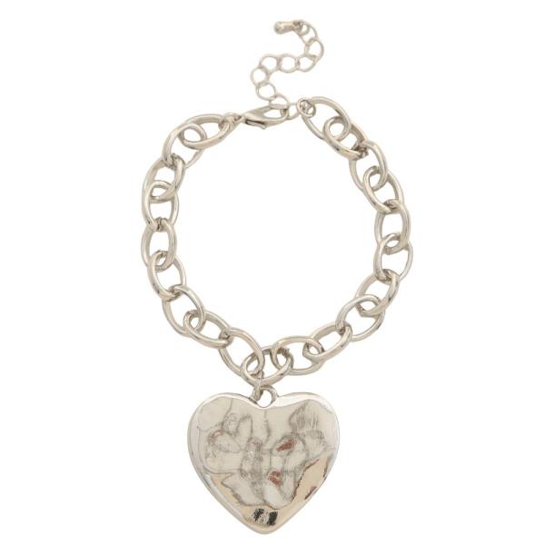 HEART OVAL LINK METAL BRACELET