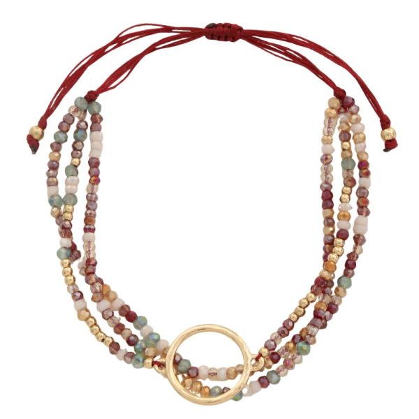 CIRCLE RING BEADED LAYERED BRACELET