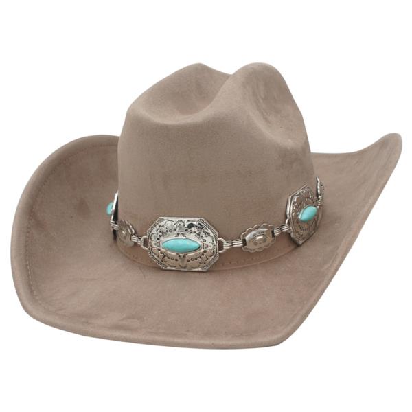 DECO SW MIXED CONCHO BANDED MICROSUEDE COWBOY HAT