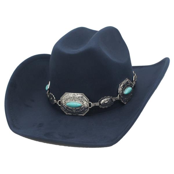 DECO SW MIXED CONCHO BANDED MICROSUEDE COWBOY HAT