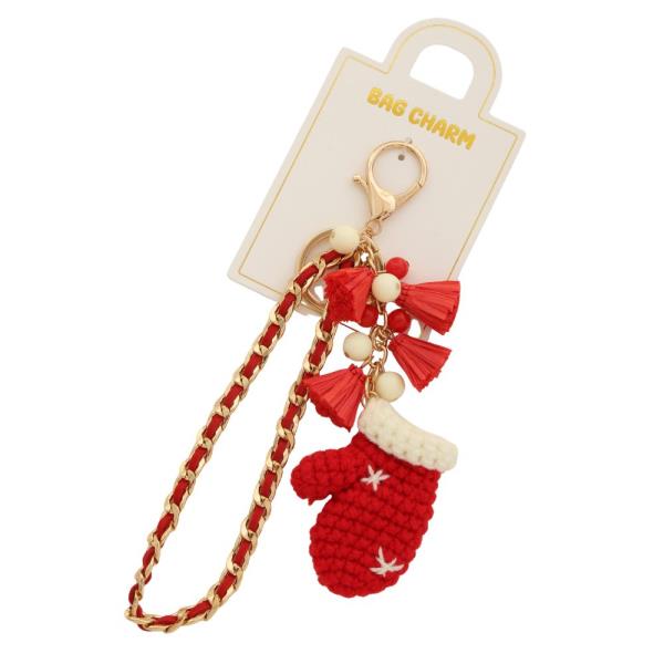 CHRISTMAS MITTEN CHAIN BAG CHARM KEYCHAIN