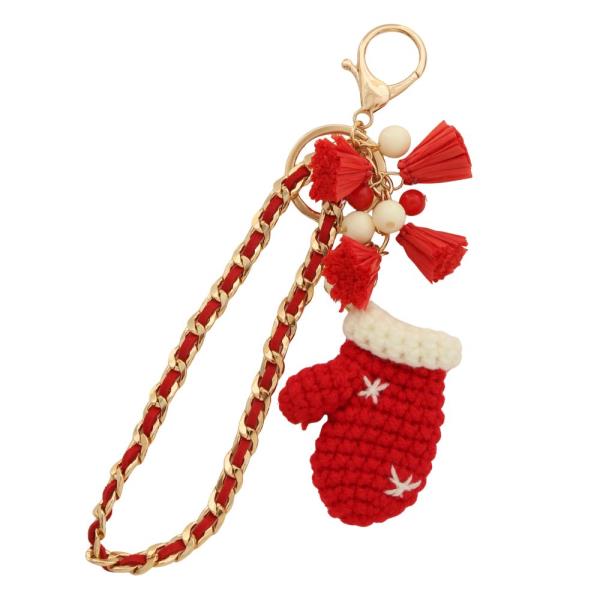 CHRISTMAS MITTEN CHAIN BAG CHARM KEYCHAIN