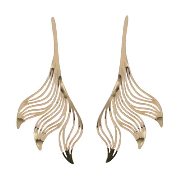 TEXTURED METAL LEAF DROP EARRING