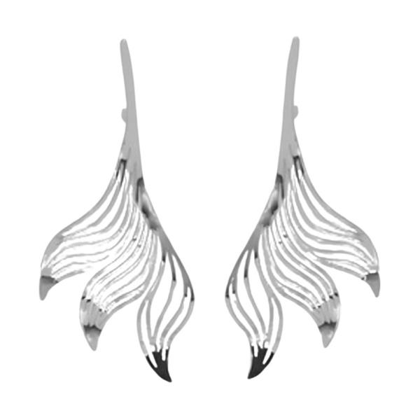 TEXTURED METAL LEAF DROP EARRING