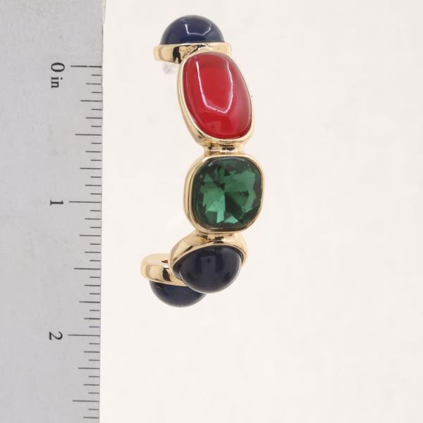 MULTICOLOR GEMSTONE C HOOP EARRING