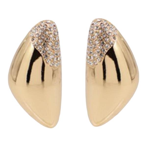 TEXTURED METAL RHINESTONE TEARDROP STUD EARRING