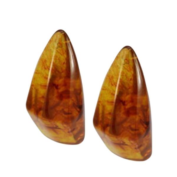 ACRYLIC AMBER TEARDROP STUD EARRINGS