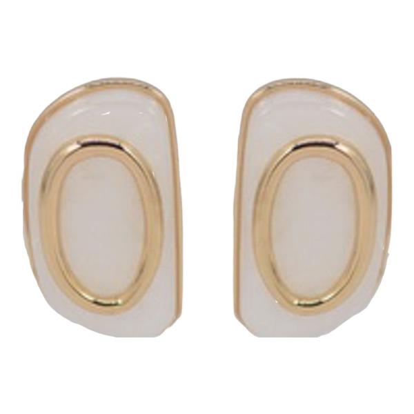 ACRYLIC METAL MIX OVAL STUD EARRING