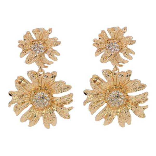 TEXTURED METAL FLORAL DROP EARRING