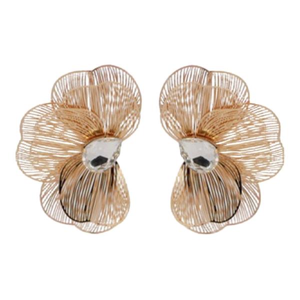 RHINESTONE METAL FLOWER STUD EARRING