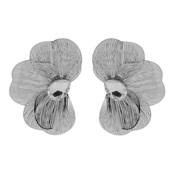 RHINESTONE METAL FLOWER STUD EARRING