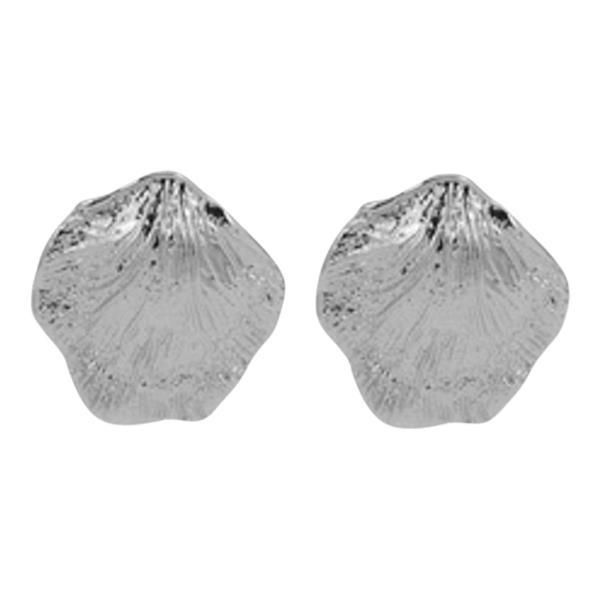 TEXTURED METAL SHELL STUD EARRING