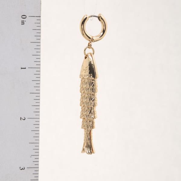 TEXTURED METAL FISH HUGGIE HOOP DANGLE EARRING