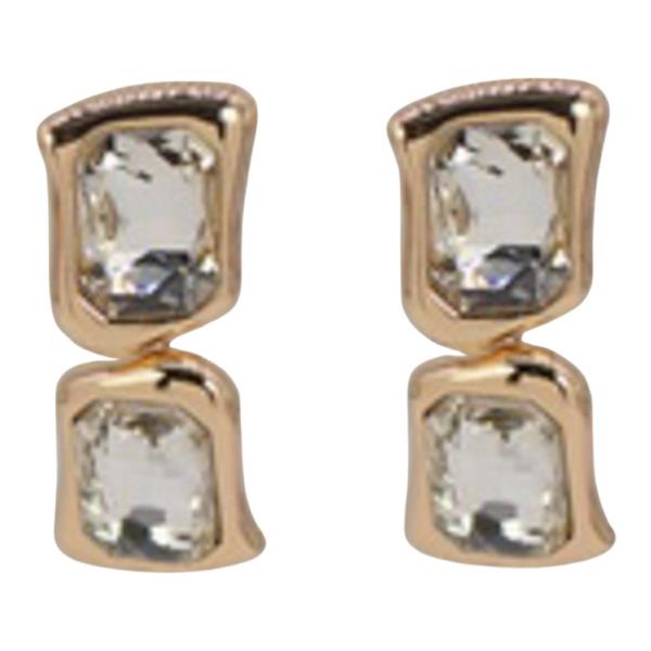 METAL OVAL RHINESTONE STUD EARRING