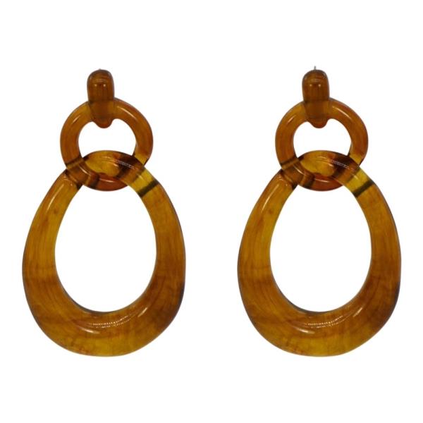 AMBER ACRYLIC LINKED OVAL DROP EARRING
