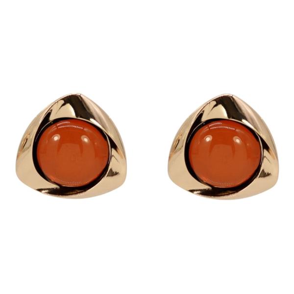 METAL TRIANGLE CABOCHON STUD EARRING